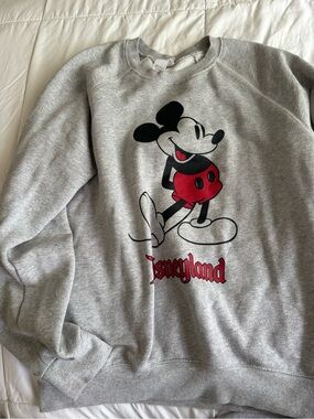 Disneyland Mickey Mouse Grey Sweatshirt - Red & Black Graphic